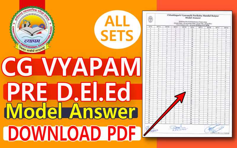 CG Vyapam Pre DElEd Model Answer 2025