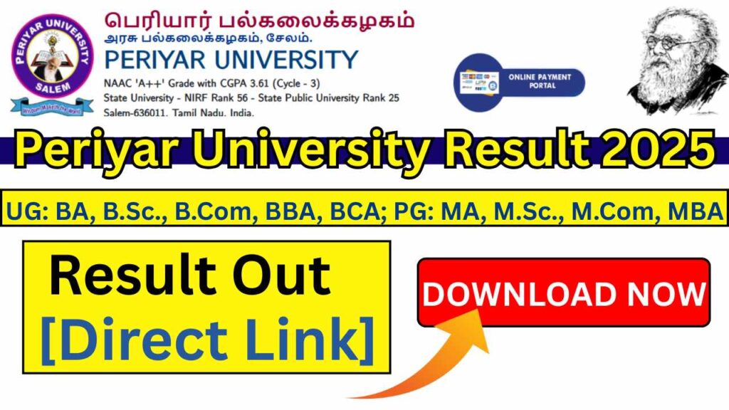 Periyar University Result 2025