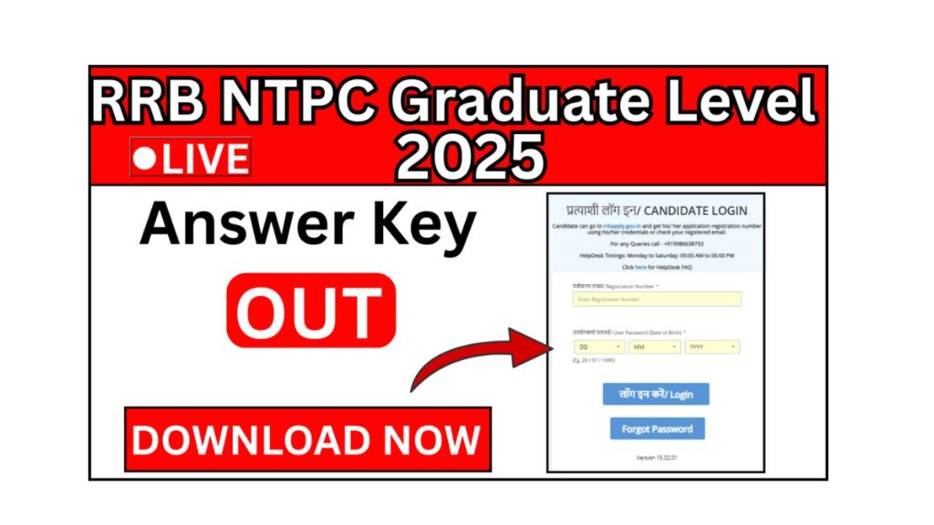RRB NTPC Graduate Level Answer Key 2025