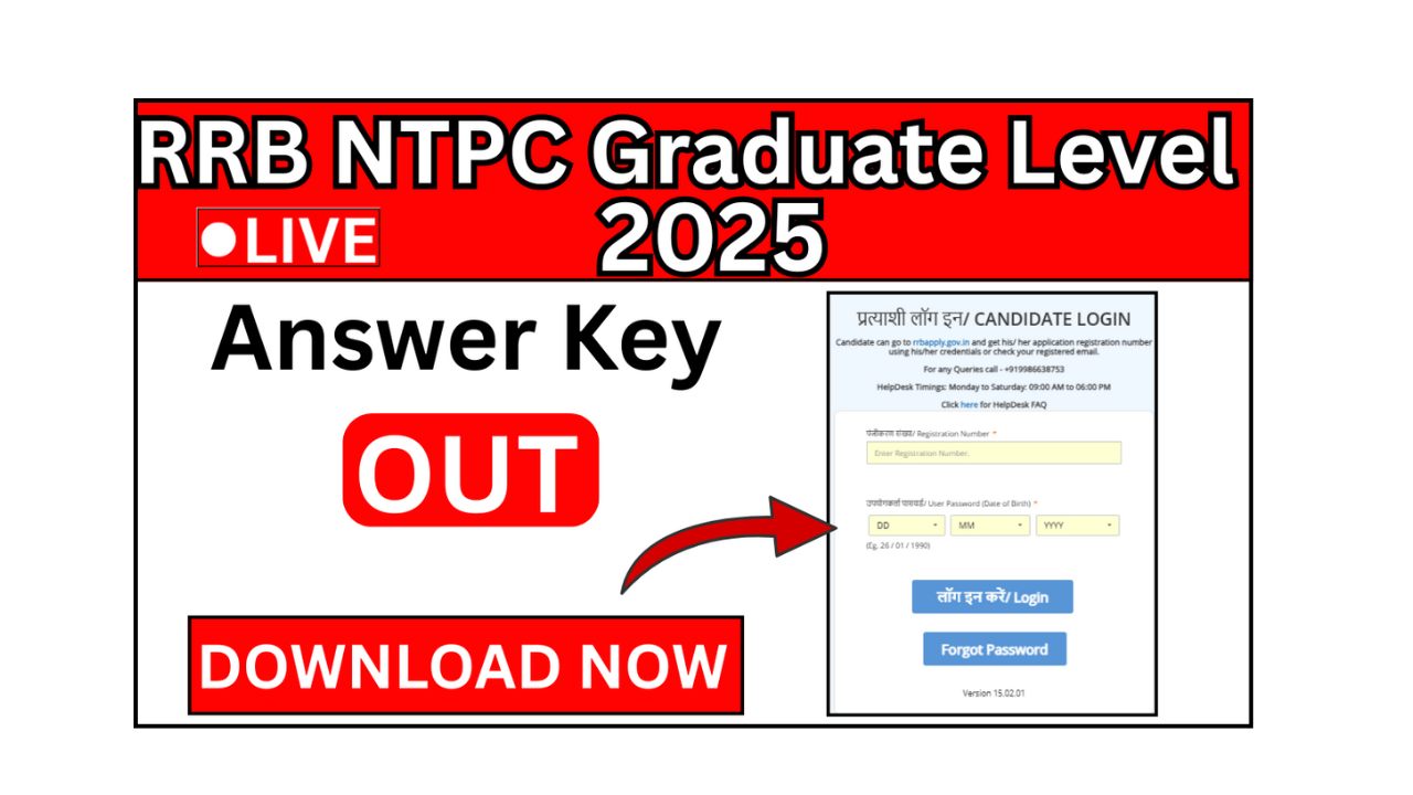 RRB NTPC Graduate Level Answer Key 2025